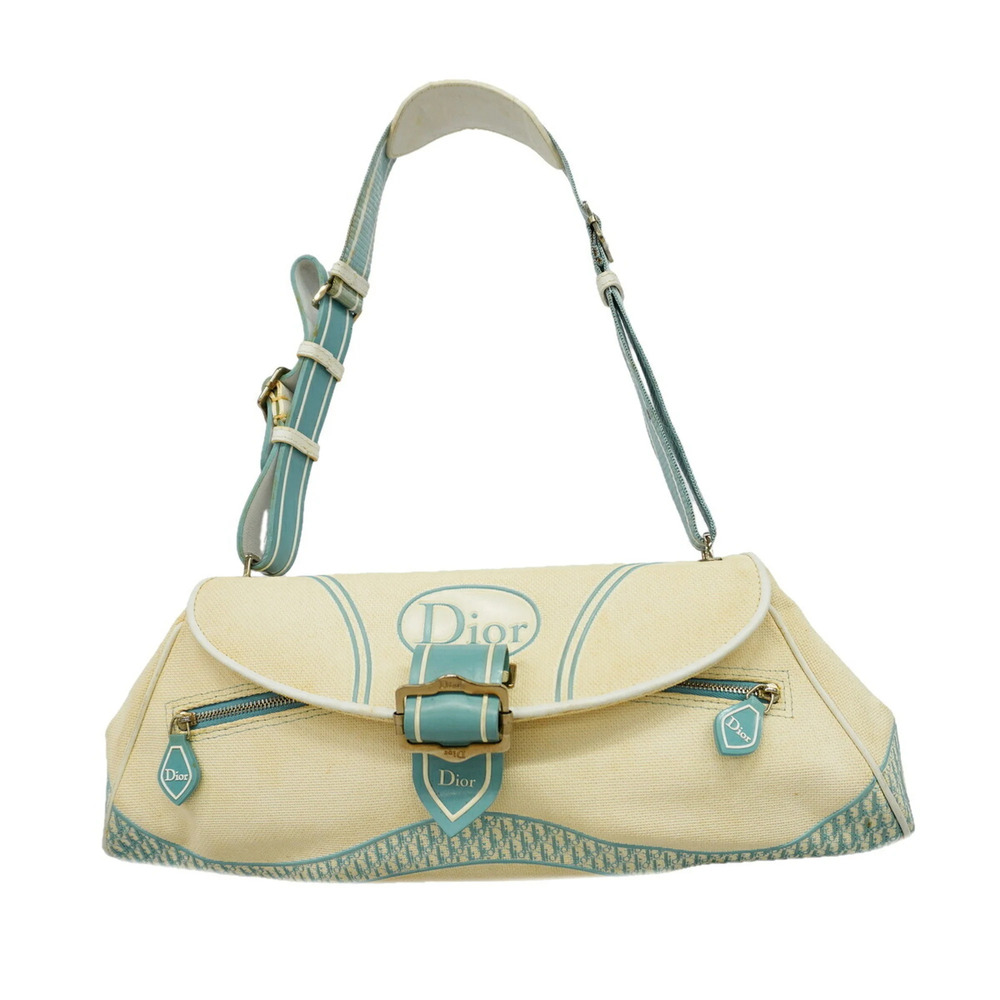 Christian Dior Shoulder Bag, Trotter Canvas, Ivory, Women's OP026112